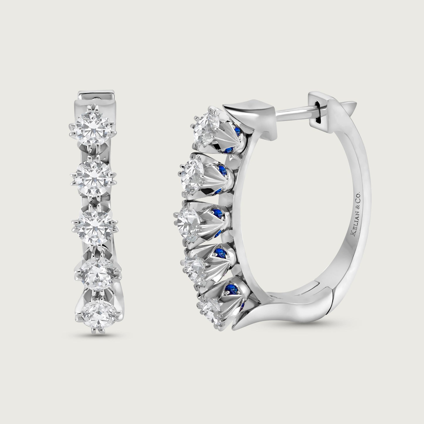 BOND Sapphire and Diamond Earrings in White Gold