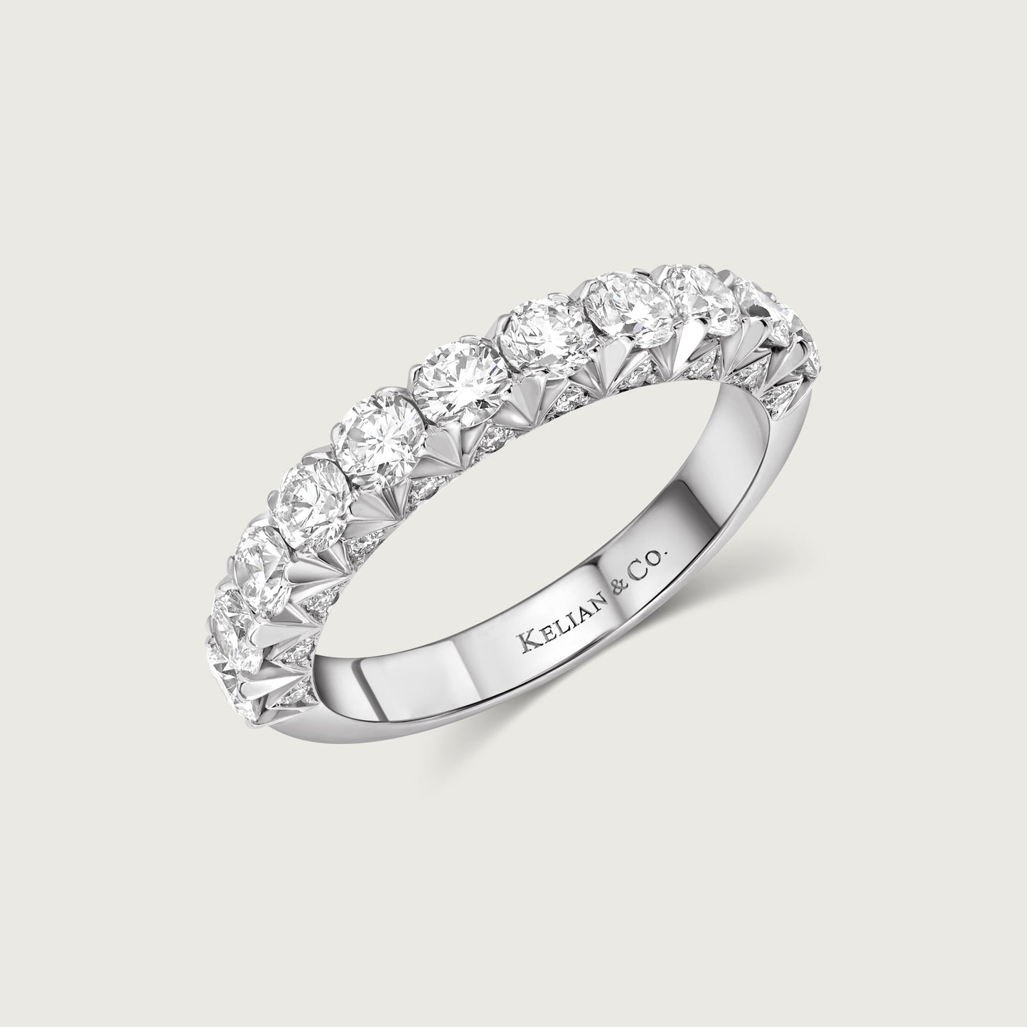 French Pavé Ring Élégante in White Gold