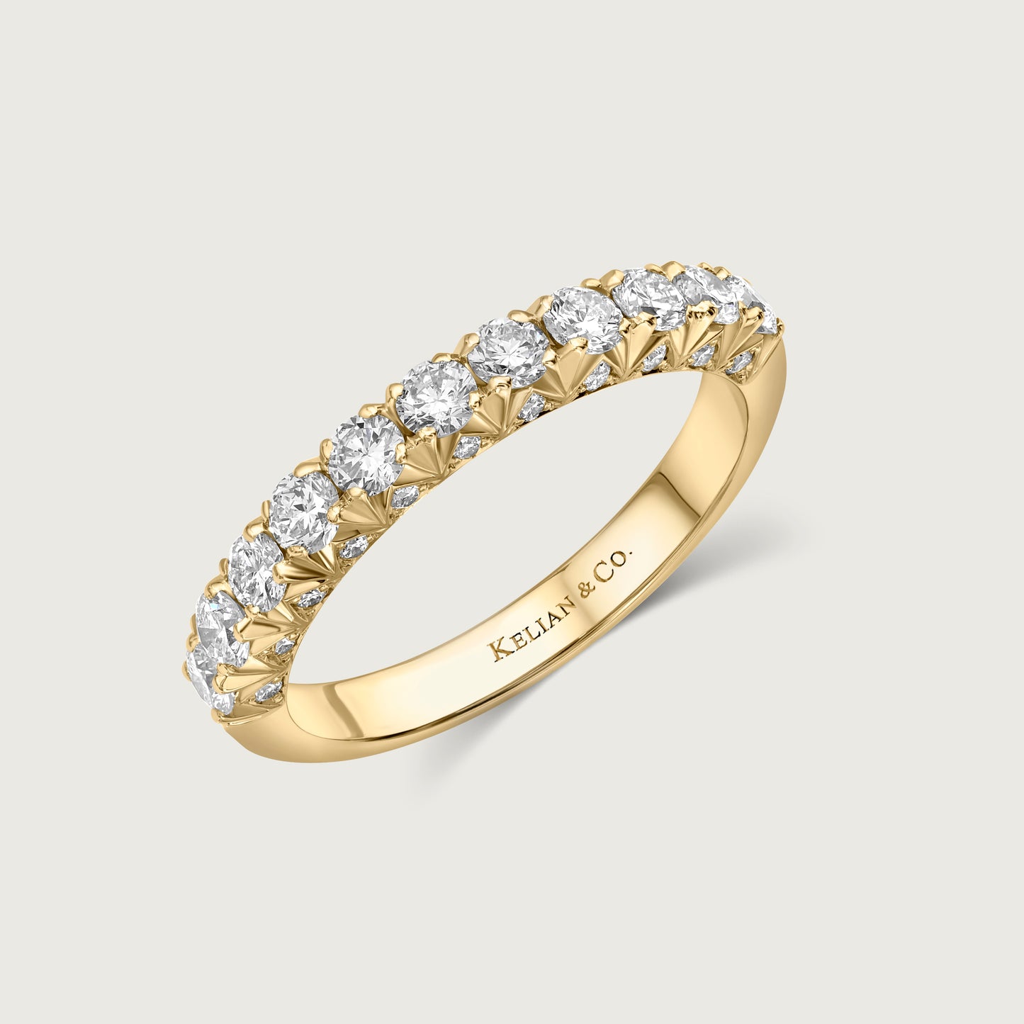 French Pavé Ring Délicate in Yellow Gold