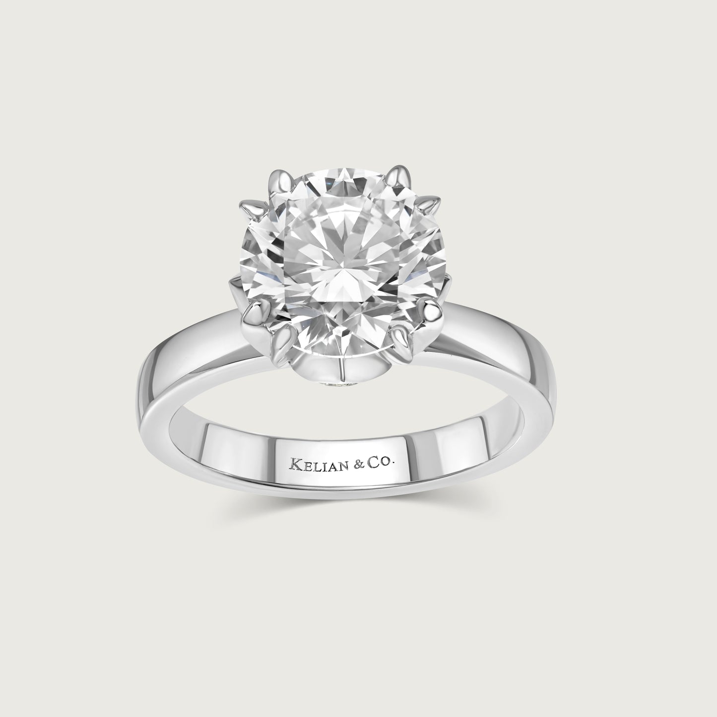 Solitaire Diamond Ring with French Pavé Accents in White Gold