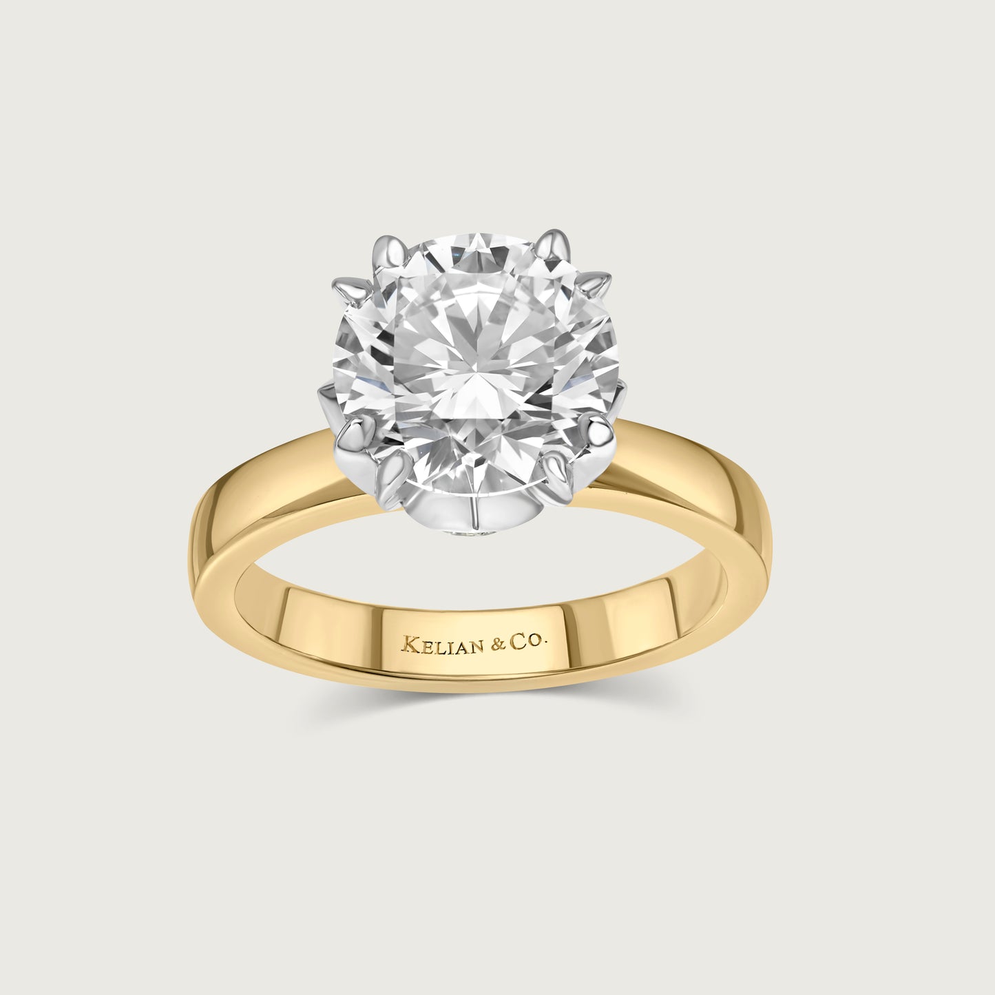Solitaire Diamond Ring with French Pavé Accents in Yellow Gold