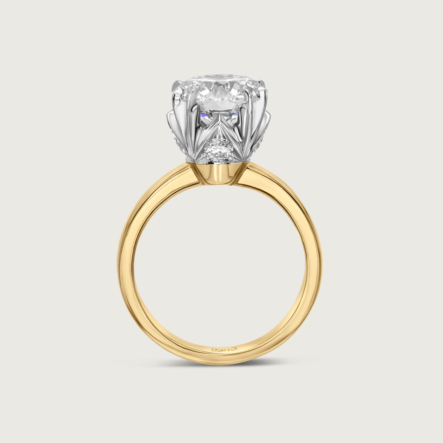 Solitaire Diamond Ring with French Pavé Accents in Yellow Gold