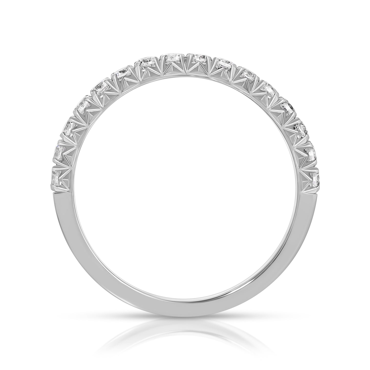 Diamond French Pave Ring In 18k White Gold