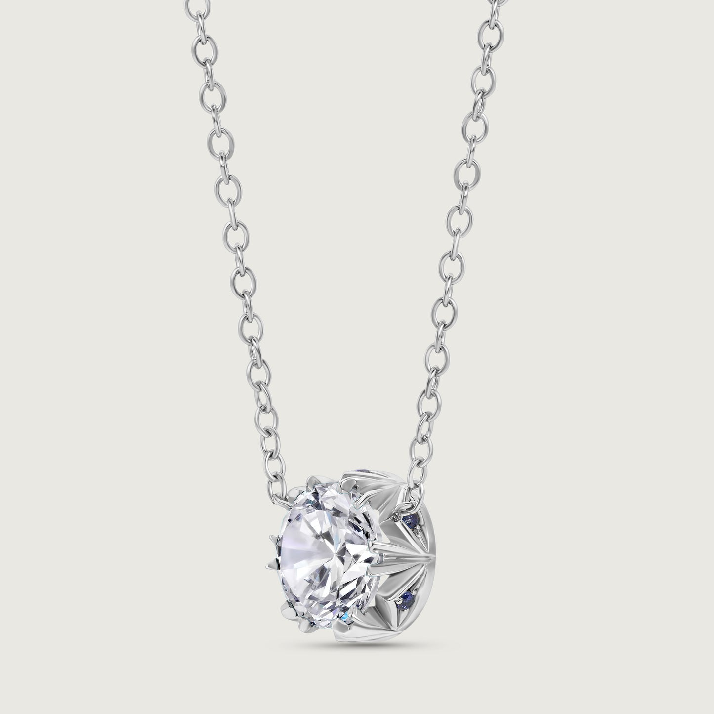 BOND Sapphire and Diamond Petite Pendant in White Gold