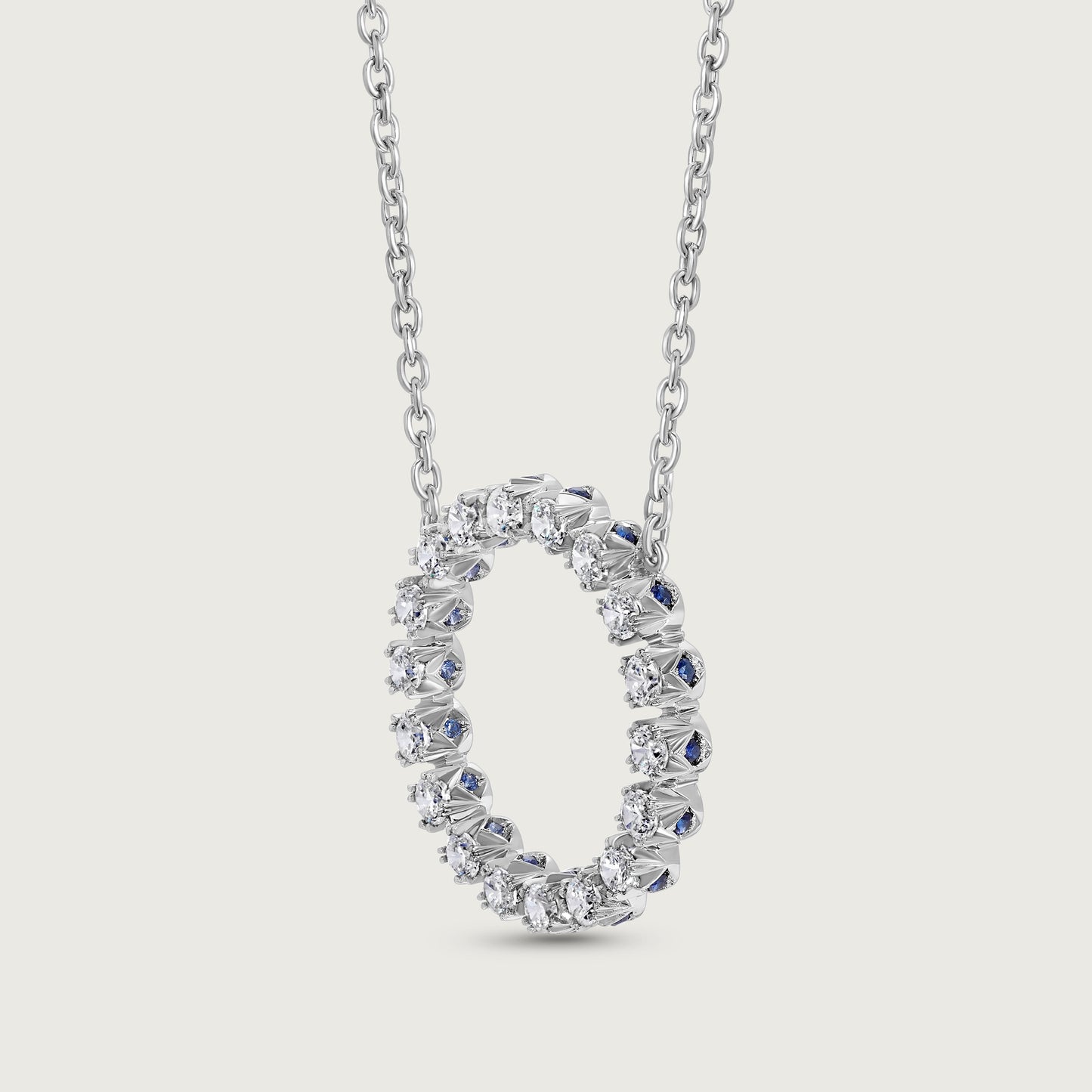BOND Sapphire and Diamond Pendant in White Gold