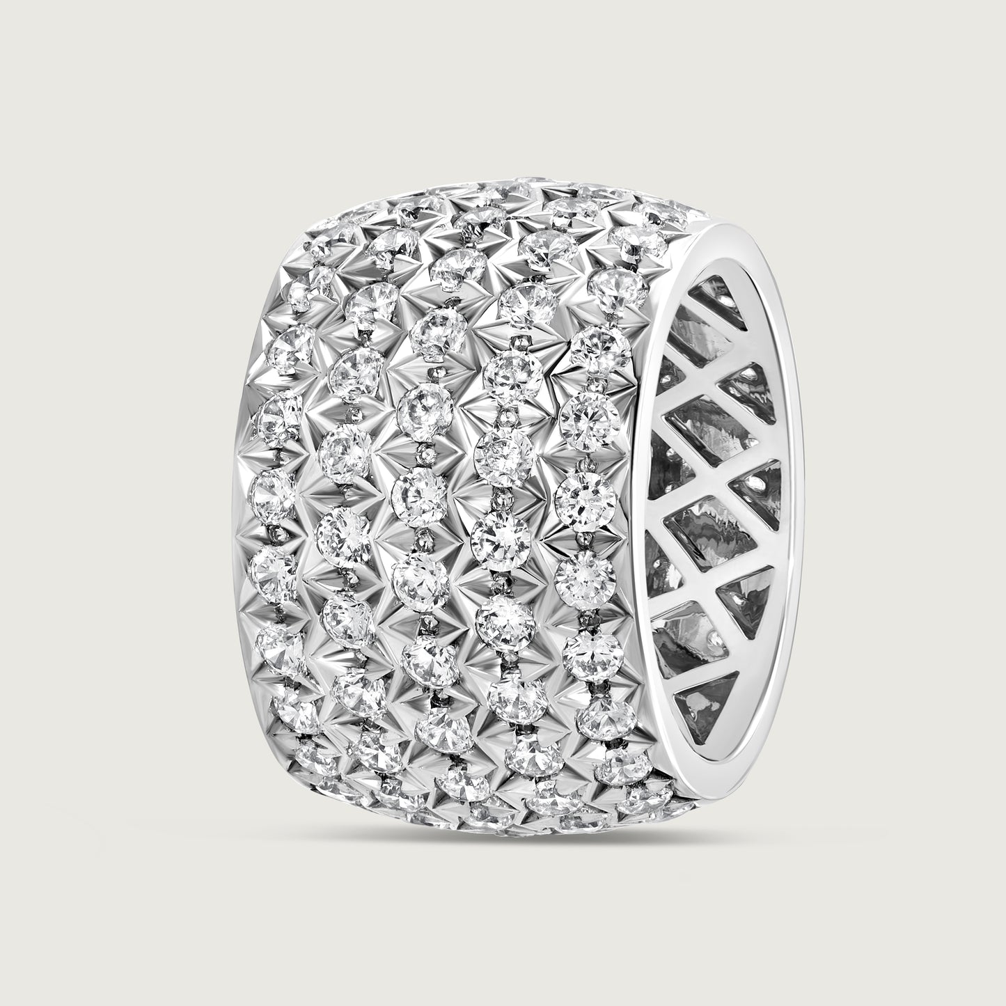 Wide Pavé Diamond Ring in White Gold