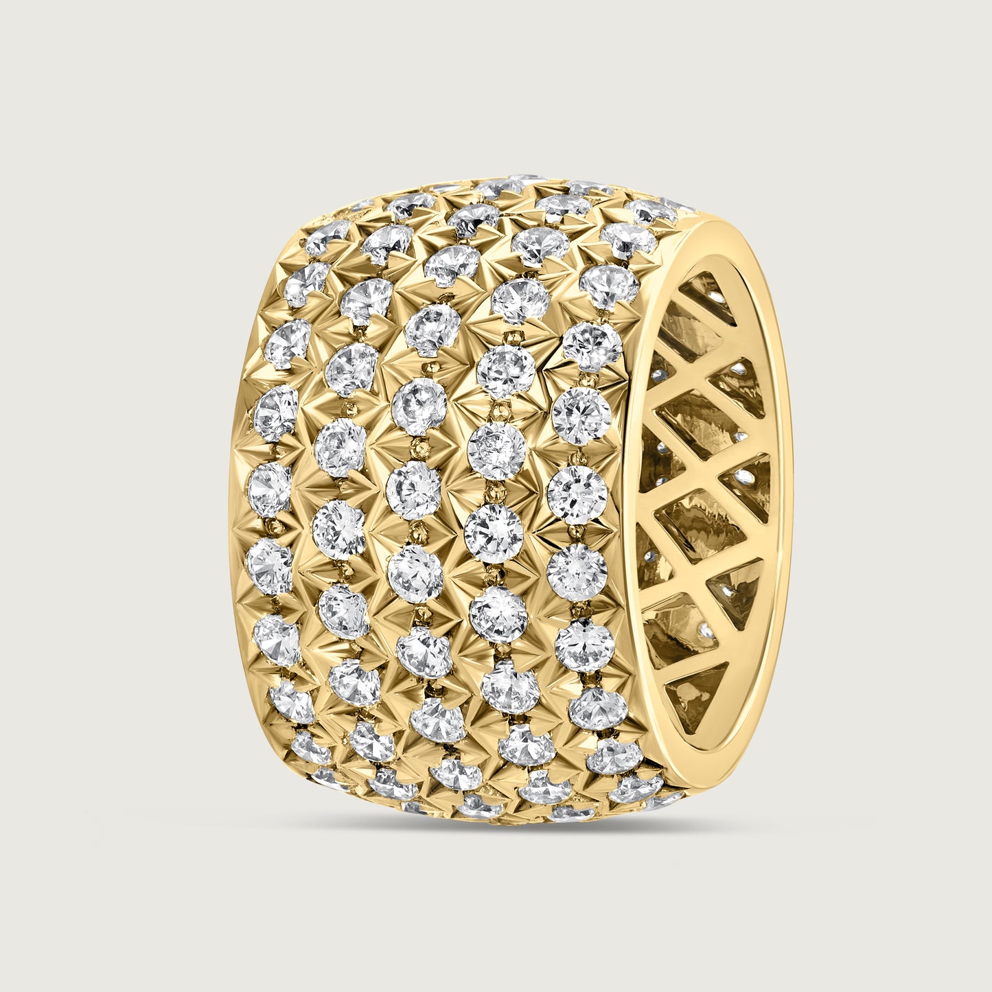Wide Pavé Diamond Ring in Yellow Gold