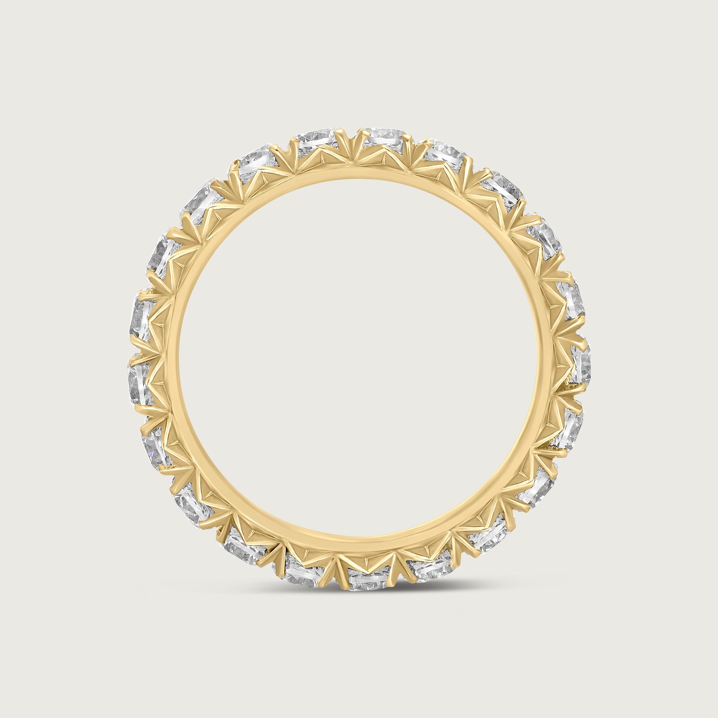 French Pavé Diamond Ring in Yellow Gold