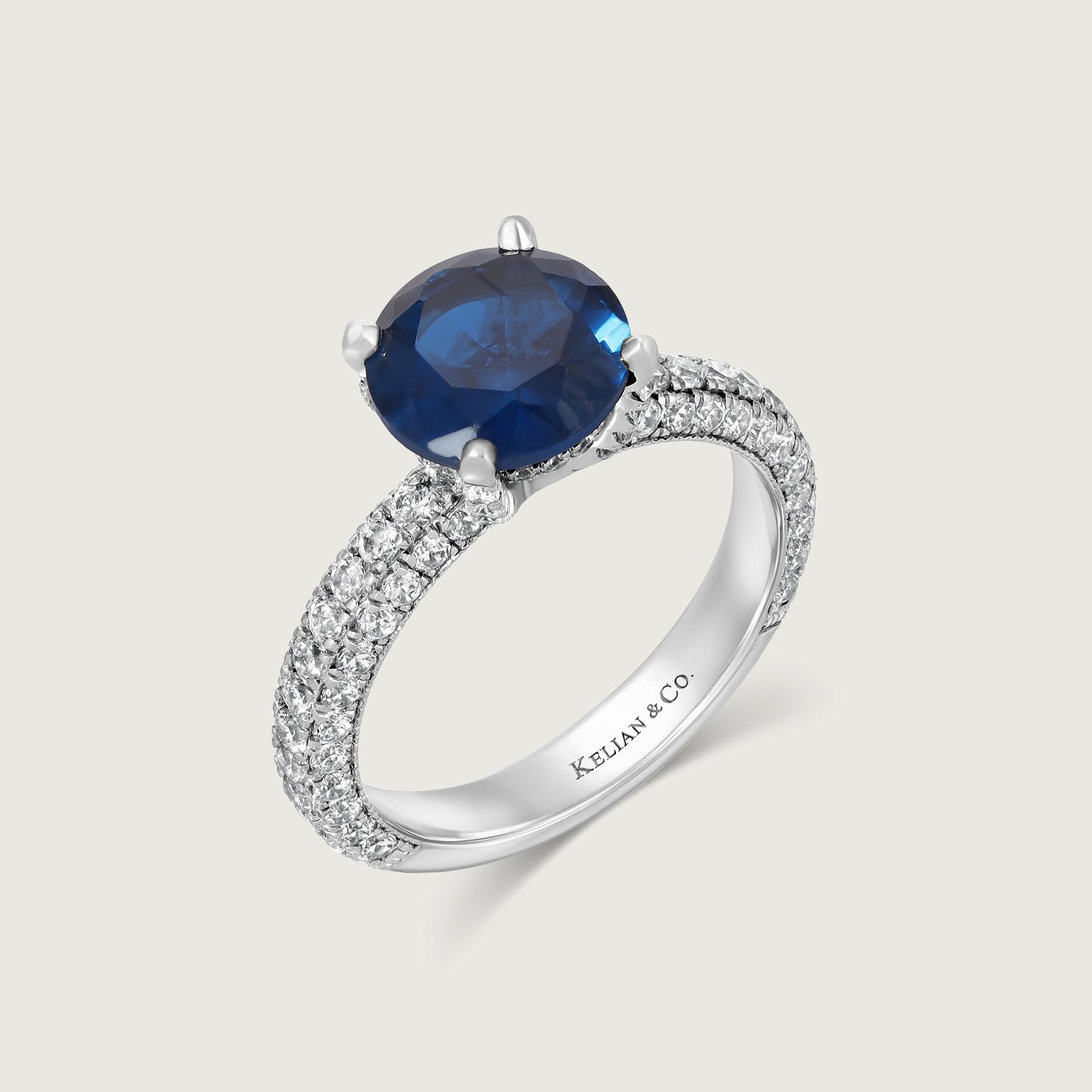 Sapphire And Diamond Ring in White Gold