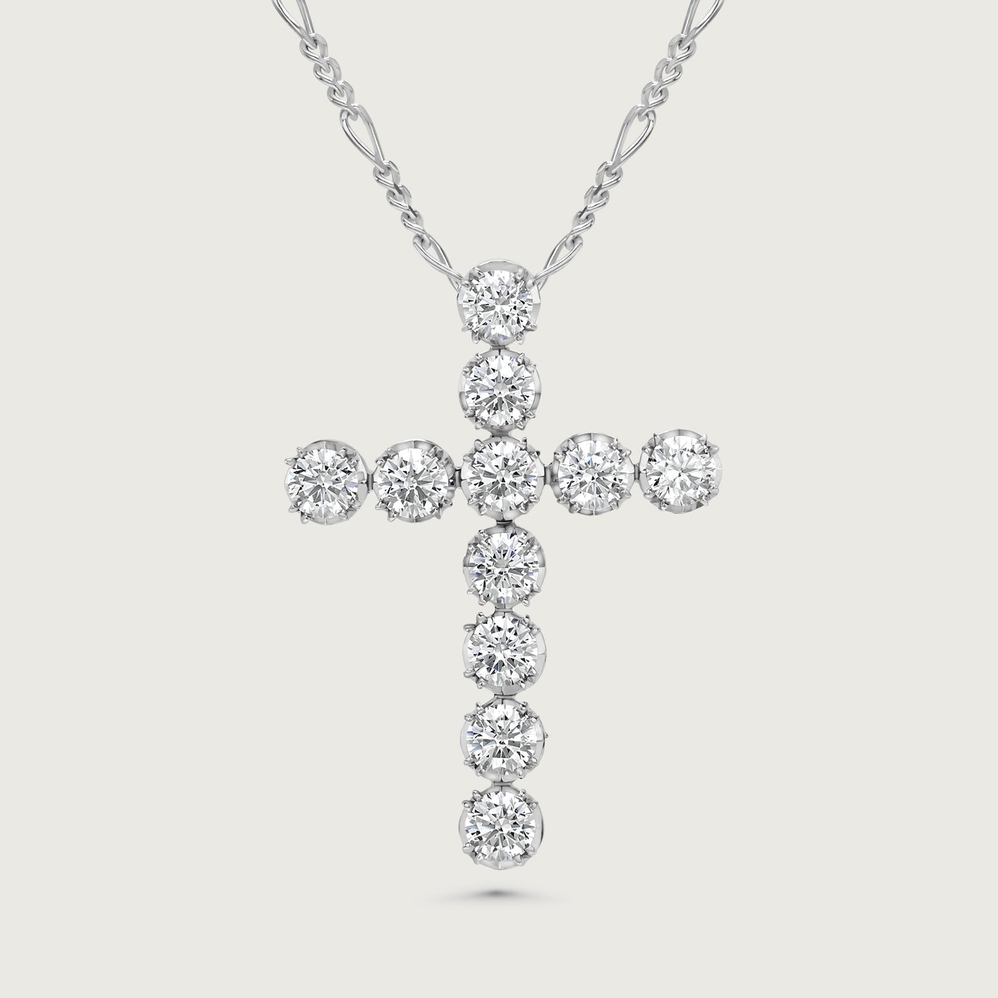 BOND Sapphire and Diamond Grand Cross Pendant in White Gold
