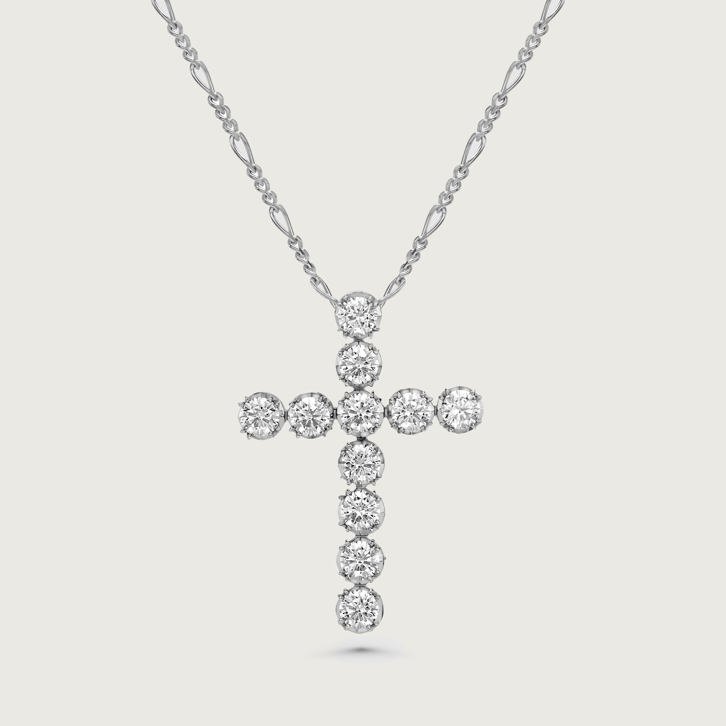 BOND Sapphire and Diamond Petite Cross Pendant in White Gold