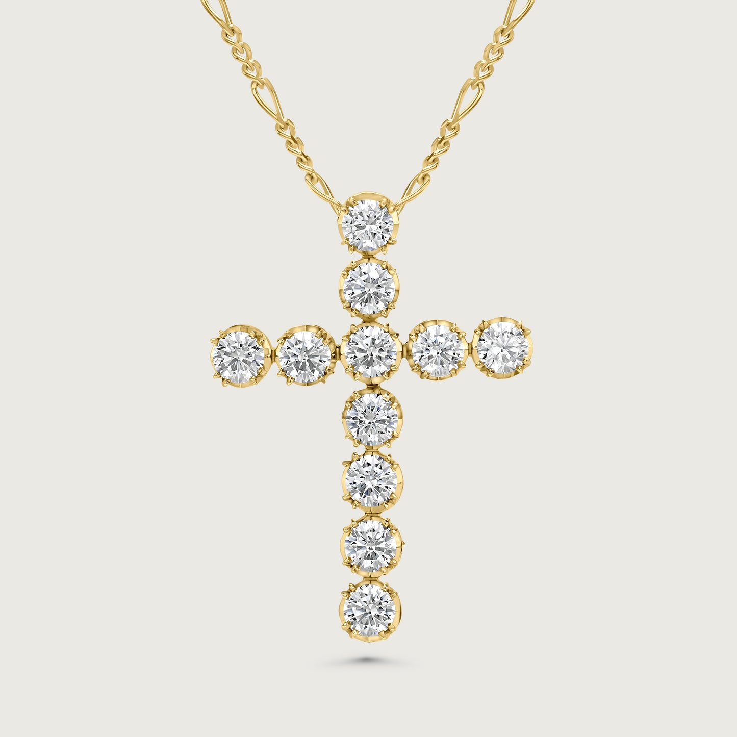BOND Sapphire and Diamond Grand Cross Pendant in Yellow Gold