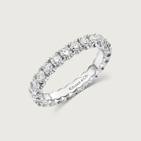 Diamond U Pavé Ring in White Gold