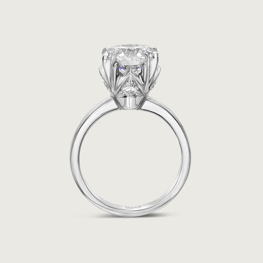 Solitaire Diamond Ring with French Pavé Accents in White Gold