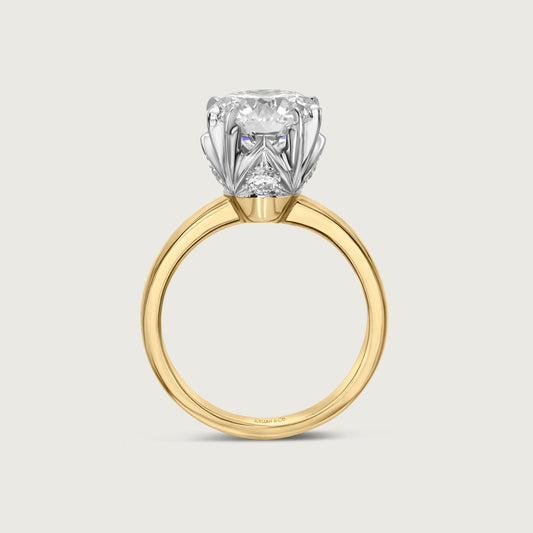 Solitaire Diamond Ring with French Pavé Accents in Yellow Gold