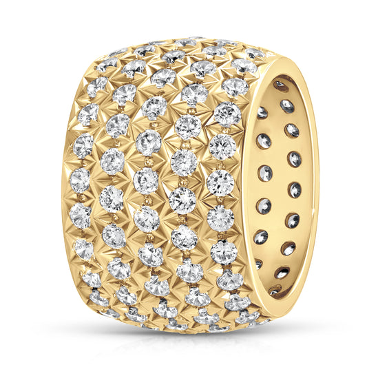 3.6 CTTW Diamond French Pave Ring In 18k Yellow Gold