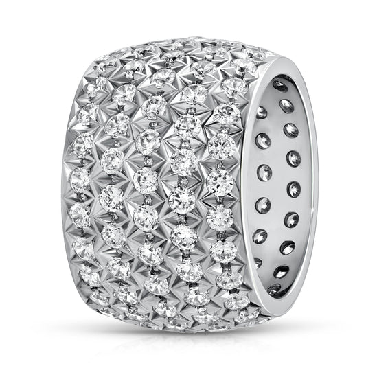 3.6 CTTW Diamond French Pave Ring In 18k White Gold