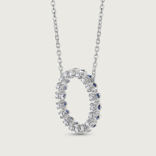 BOND Sapphire and Diamond Pendant in White Gold