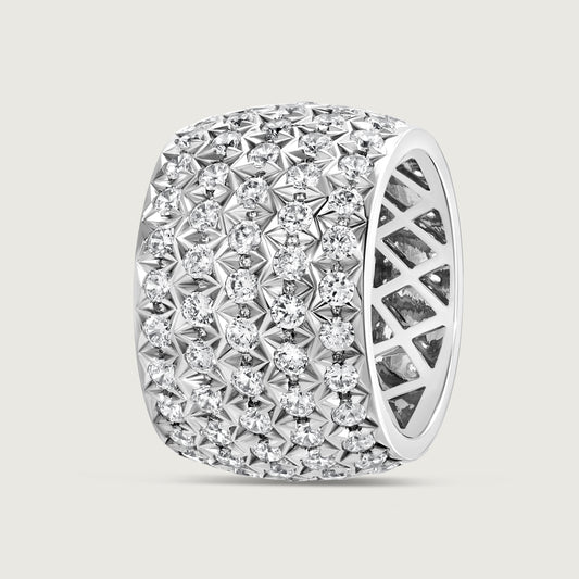 Wide Pavé Diamond Ring in White Gold