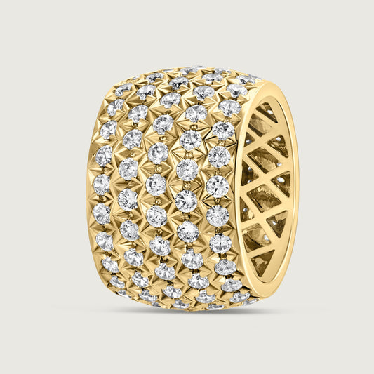 Wide Pavé Diamond Ring in Yellow Gold