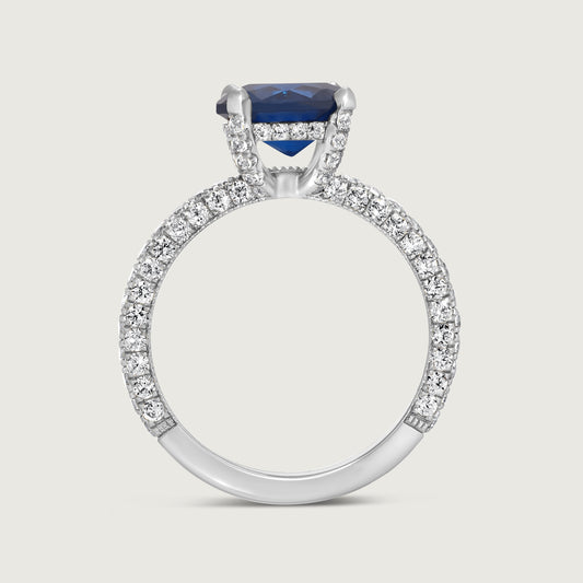 Sapphire And Diamond Ring in White Gold