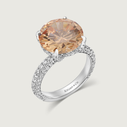 Citrine and Diamond Ring in White Gold