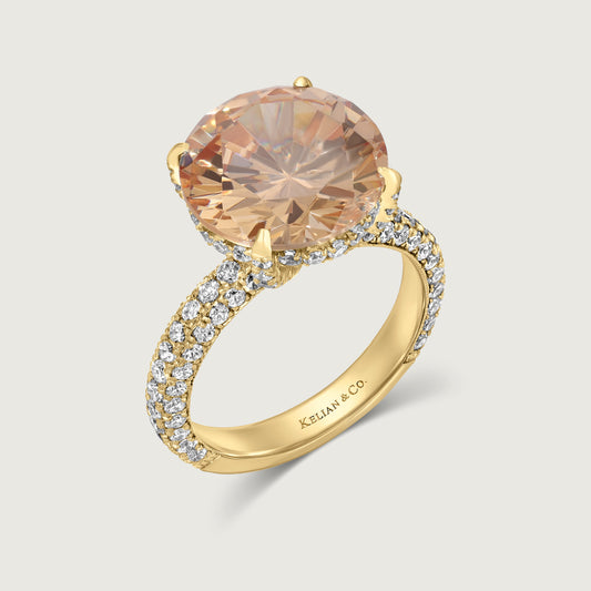 Citrine and Diamond Ring in Yellow Gold