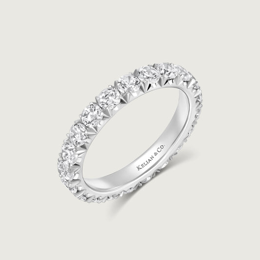 Diamond French U Pavé Ring in White Gold