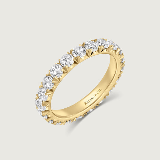 Diamond French U Pavé Ring in Yellow Gold