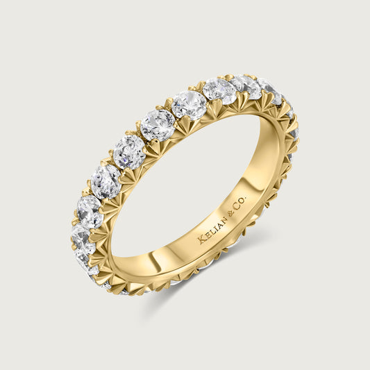 French Pavé Diamond Ring in Yellow Gold